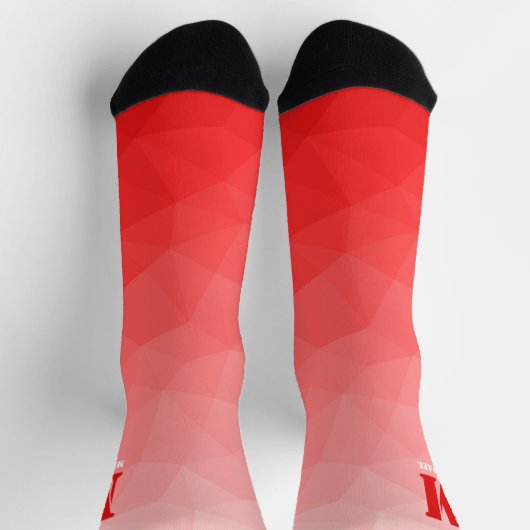 Red geometric mesh pattern Monogram Socken (Oben)