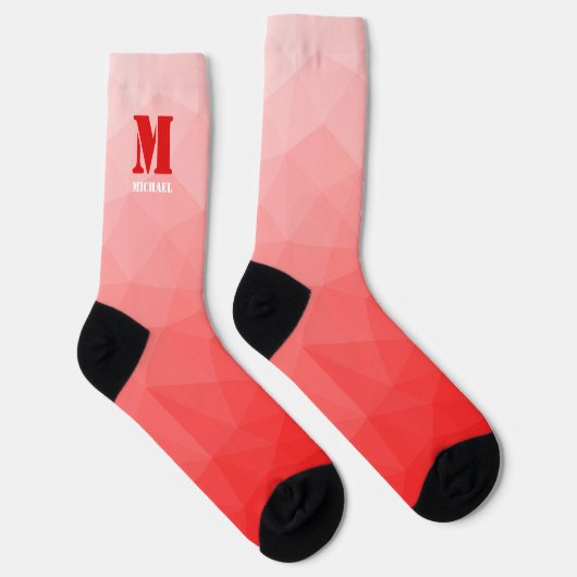 Red geometric mesh pattern Monogram Socken (Rechts)