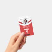 Red Geometric Nurse Foto ID Ausweis (Handheld)