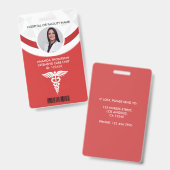 Red Geometric Nurse Foto ID Ausweis (Vorder- & Rückseite)