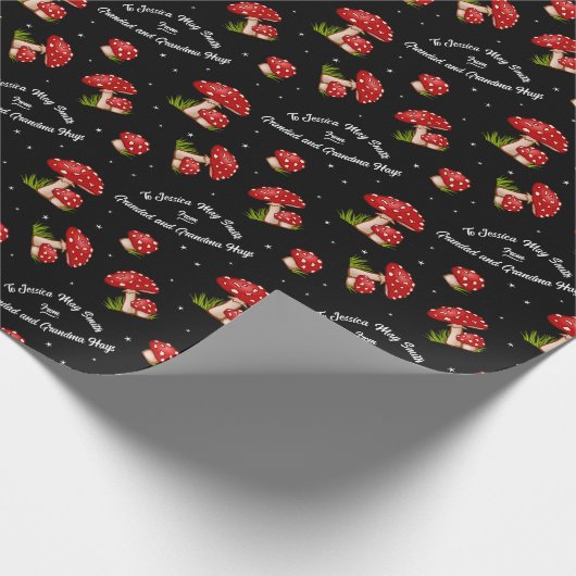 Red Gepunktet Mushroom Geschenkpapier (Ecke)