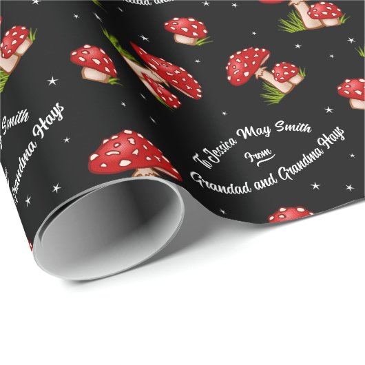 Red Gepunktet Mushroom Geschenkpapier (Rolleneckpunkt)