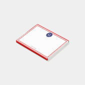 Red Gerahmt Round Navy 1I Monogram Post-it Klebezettel (angewinkelt)