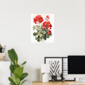 Red Geranium Blume Art Print Poster (Heimbüro)