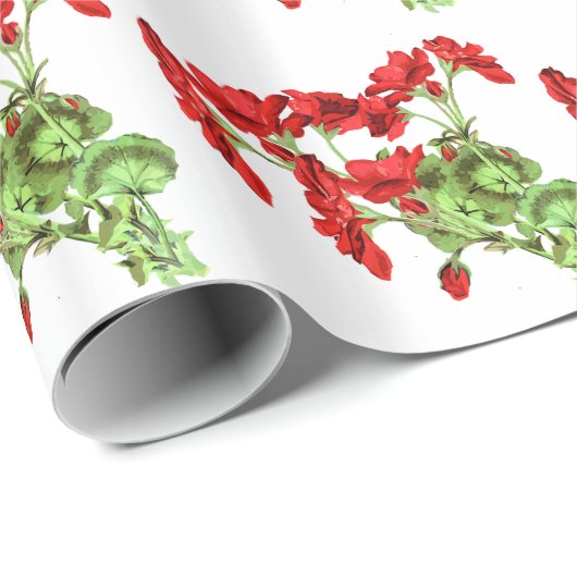 Red Geranium Blume Blumendesign Geschenkpapier (Rolleneckpunkt)