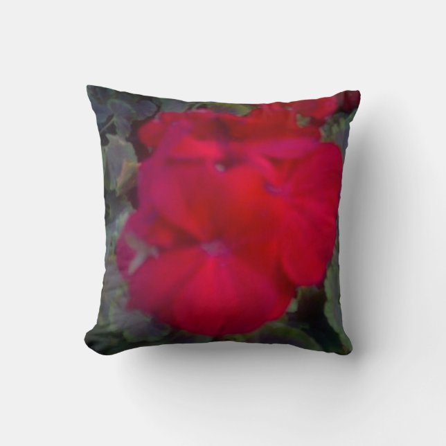 "RED GERANIUM CUSTOM THROW PILLOW" KISSEN (Vorderseite)