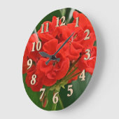Red Geranium Große Wanduhr (Winkel)