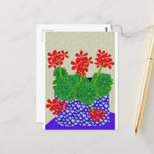 Red Geranium Postcard Postkarte