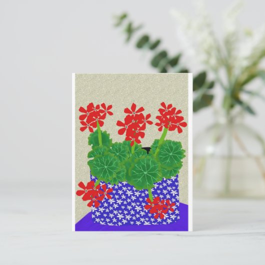 Red Geranium Postcard Postkarte (Stehend Vorderseite)