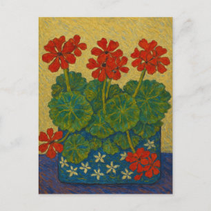 Red Geranium Postcard Postkarte