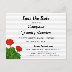 Red Geranium Wiedersehen, Party, Event Save the Da Einladungspostkarte