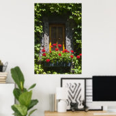 Red Geranium Window Poster (Heimbüro)