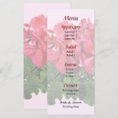 Red Geraniums and Buds Wedding Menu Menükarte (Vorne/Hinten)