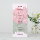Red Geraniums and Buds Wedding Menu Menükarte (Stehend Vorderseite)