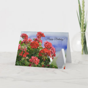 Red Geraniums Birthday Card Karte