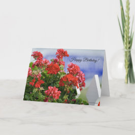 Red Geraniums Birthday Card Karte