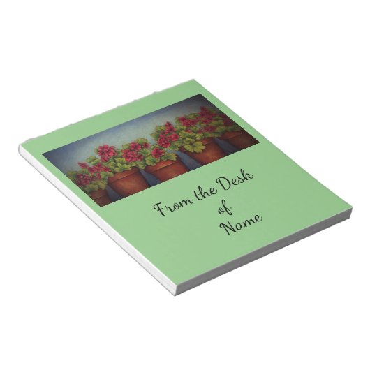 Red Geraniums in clay pots Notizblock (angewinkelt)