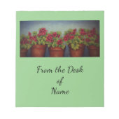 Red Geraniums in clay pots Notizblock (Vorderseite)