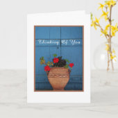 RED GERANIUMS IN TERRACOTTA POT/DENKEN VON IHNEN KARTE (Gelbe Blume)