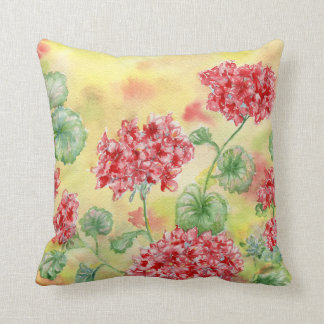 "Red Geraniums" Throw Kissen
