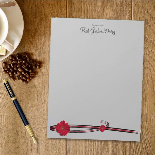 Red Gerber Daisy and Filigree Template Notizblock