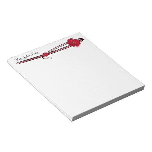 Red Gerber Daisy and Filigree Template Notizblock (angewinkelt)