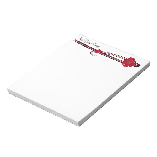 Red Gerber Daisy and Filigree Template Notizblock (Rotiert)