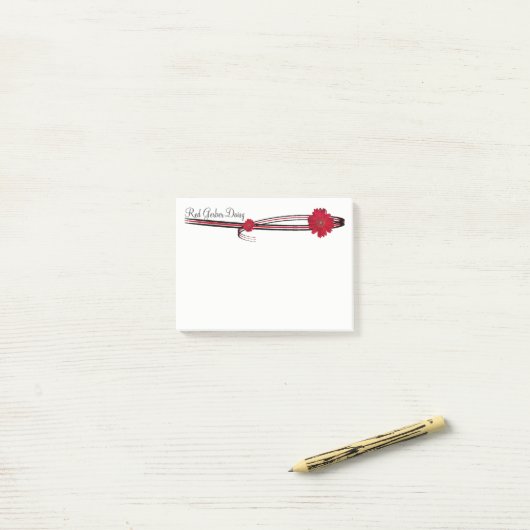 Red Gerber Daisy and Filigree Template Post-it Klebezettel (Auf Schreibtisch)