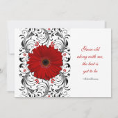 Red Gerber Daisy Black Floral Wedding Einladung (Rückseite)