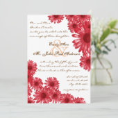 Red Gerber Daisy Wedding Einladungen (Stehend Vorderseite)
