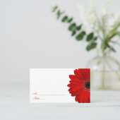 Red Gerber Daisy Wedding Platzkarten (Stehend Vorderseite)