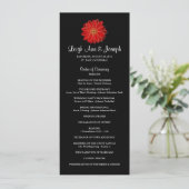 Red Gerber Daisy Wedding Programm (Stehend Vorderseite)