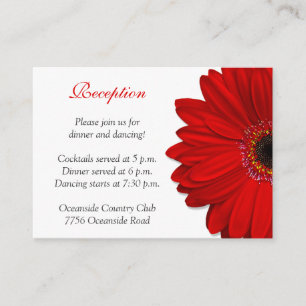 Red Gerber Daisy Wedding Reception Card Begleitkarte