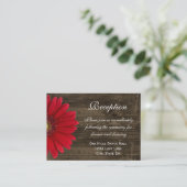 Red Gerber Daisy Wedding Reception Direction Card Begleitkarte (Stehend Vorderseite)