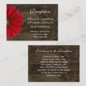 Red Gerber Daisy Wedding Reception Direction Card Begleitkarte (Vorne/Hinten)
