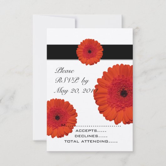 Red Gerber Daisy Wedding RSVP Cards (Vorderseite)