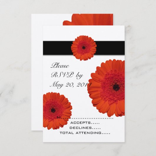 Red Gerber Daisy Wedding RSVP Cards (Vorne/Hinten)