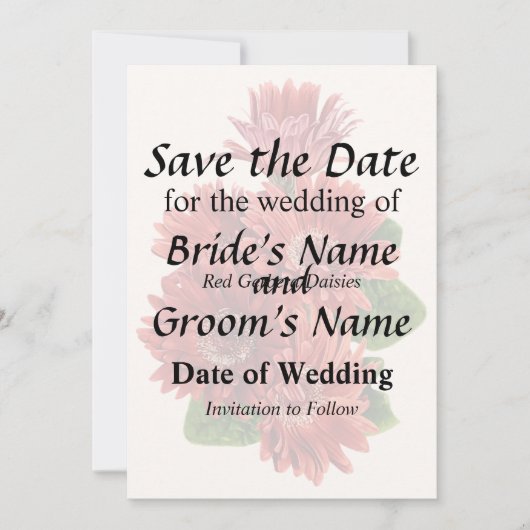 Red Gerbera Daisies Save The Date (Vorderseite)