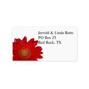 Red Gerbera Daisy Address Label Adressaufkleber