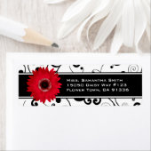 Red Gerbera Daisy Black & White Scroll (Insitu)