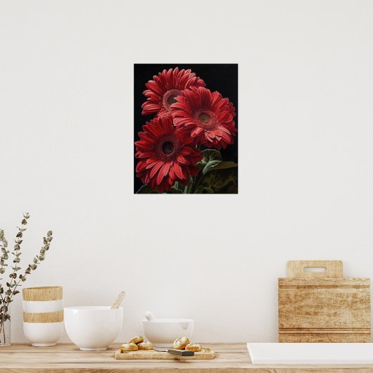 Red Gerbera Daisy Blume Art Print Poster (Küche)