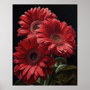 Red Gerbera Daisy Blume Art Print Poster
