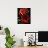 Red Gerbera Daisy Blume Art Print Poster (Heimbüro)