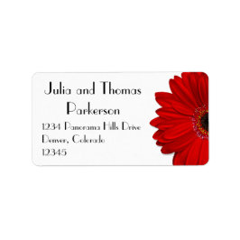 Red Gerbera Daisy Blume Wedding Rücksendeadresse Adressaufkleber