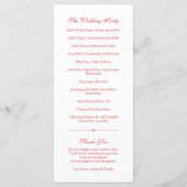 Red Gerbera Daisy Blume White Wedding Program Programm (Rückseite)