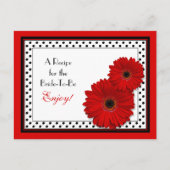 Red Gerbera Daisy Brautparty Rezept Card Postkarte (Vorderseite)