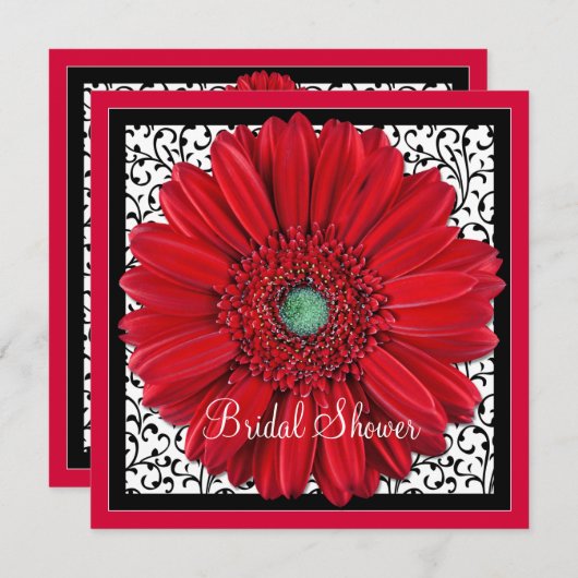 Red Gerbera Daisy Bridal Dusche Einladung (Vorne/Hinten)
