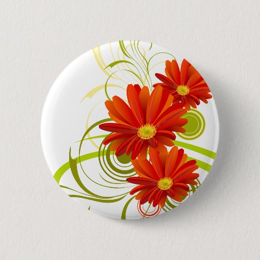 Red Gerbera Daisy Button (Vorderseite)