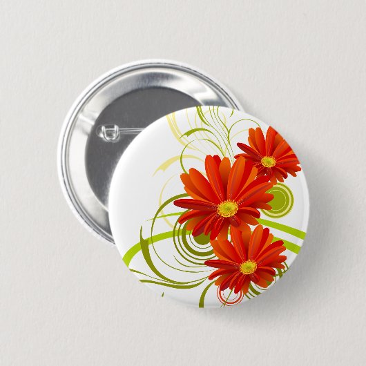 Red Gerbera Daisy Button (Vorne & Hinten)