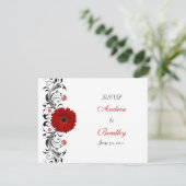 Red Gerbera Daisy Floral Response Card RSVP Karte (Stehend Vorderseite)